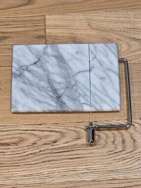 New Crate & Barrel French Marble Cheese Cutter/ Wire Cutting Board Charcuterie